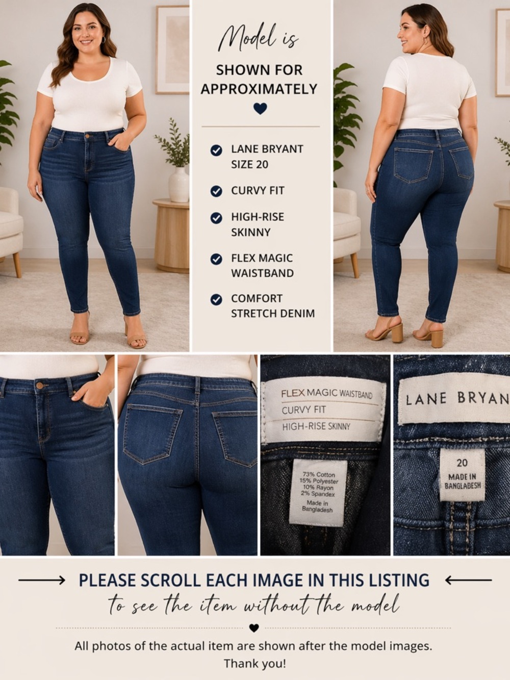 Lane Bryant Dark Blue Curvy High-Rise Skinny Jeans